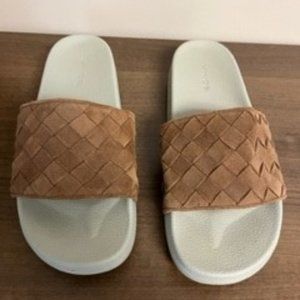 Vance Watley Woven Suede Slide Sandals